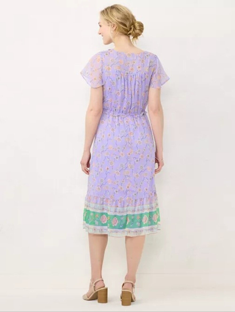 Lauren Conrad Lilac Green And Gold Dress Size L - Picture 2 of 8